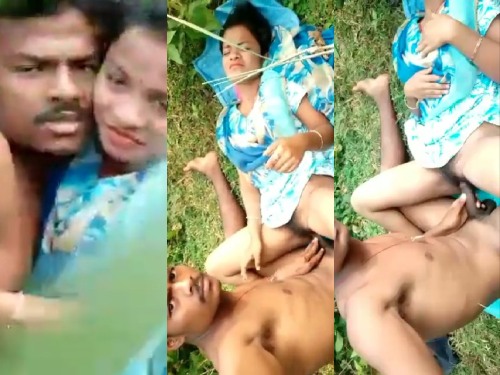 Blue Dress village girl fucking in jungle with boyfriend
